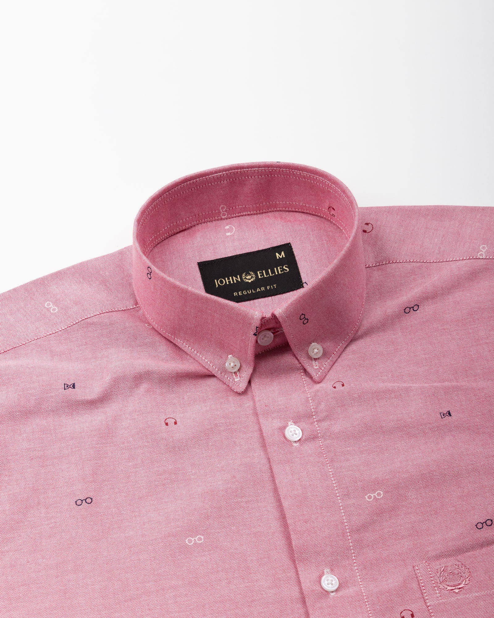 Stratos Pink Oxford Cotton Printed Button Down Shirt - John Ellies