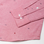 Stratos Pink Oxford Cotton Printed Button Down Shirt - John Ellies