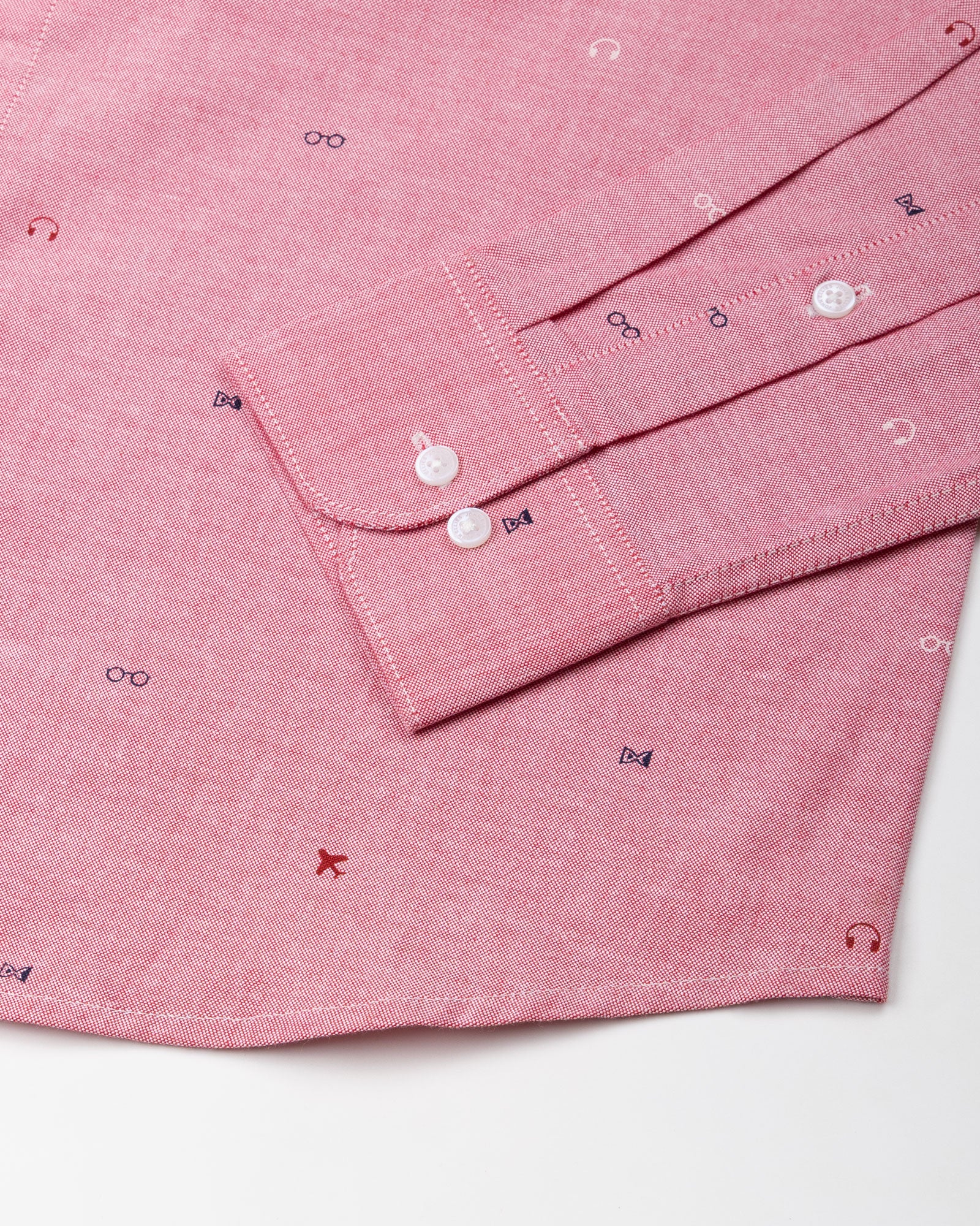 Stratos Pink Oxford Cotton Printed Button Down Shirt - John Ellies