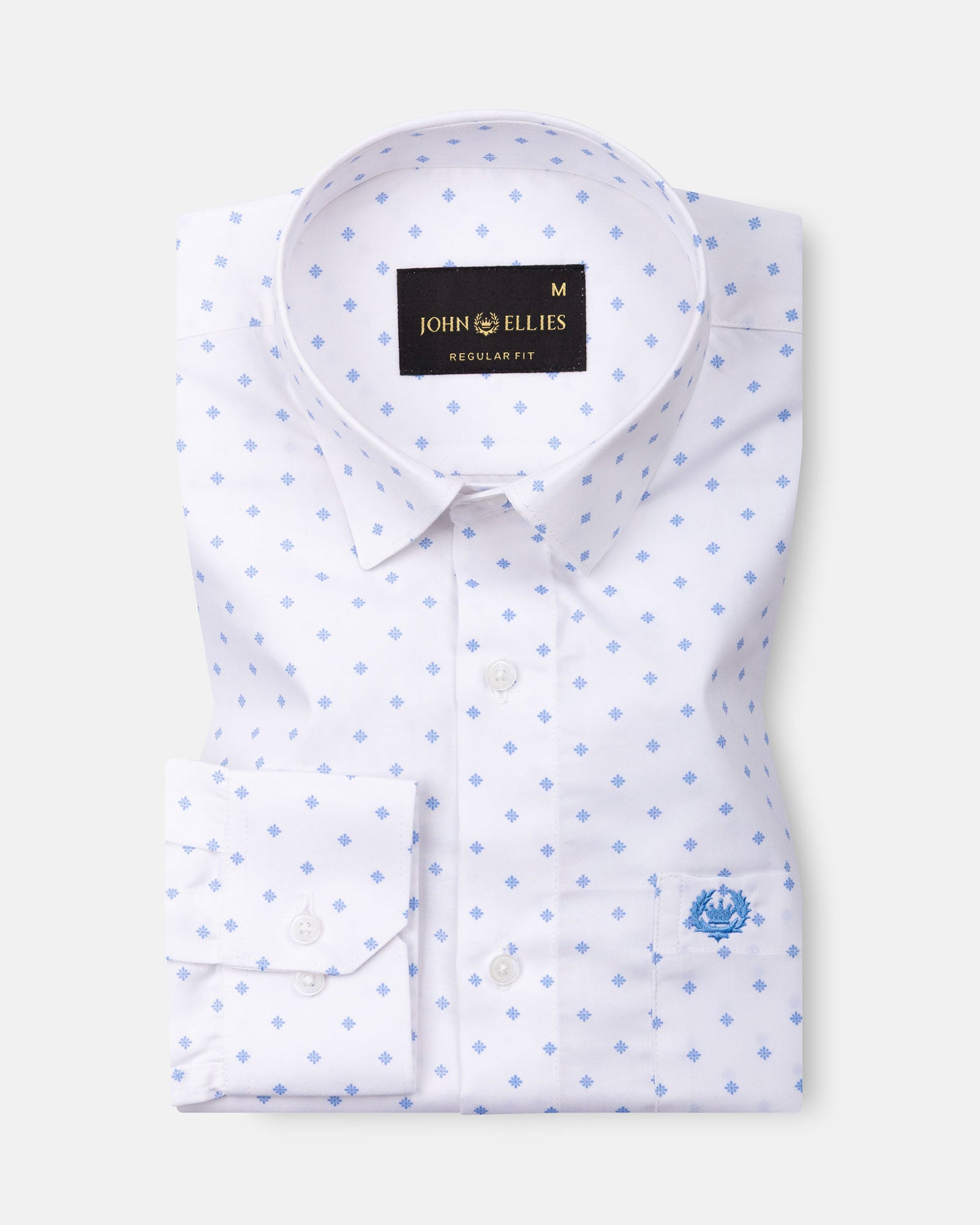 Stratos White Cotton Printed Shirt - John Ellies