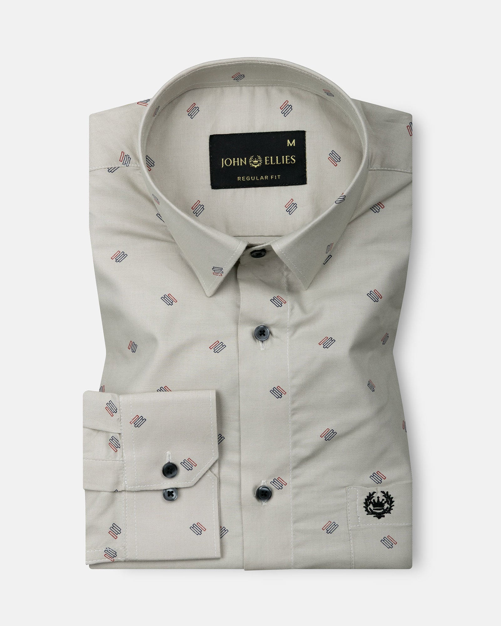 Stratos Tan Cotton Printed Shirt - John Ellies