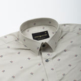 Stratos Tan Cotton Printed Shirt - John Ellies