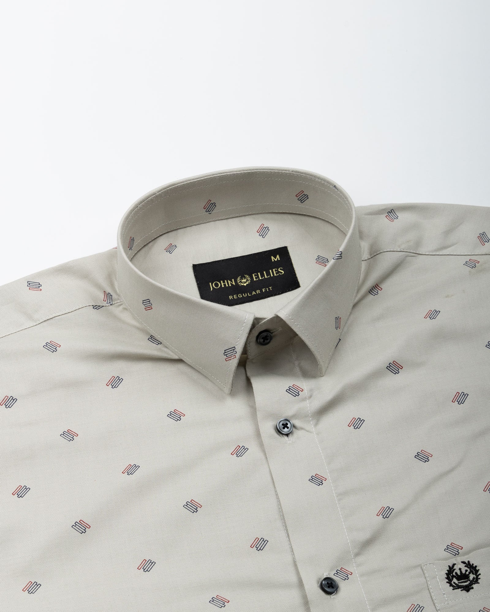 Stratos Tan Cotton Printed Shirt - John Ellies
