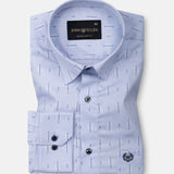 Stratos Blue Cotton Printed Shirt - John Ellies