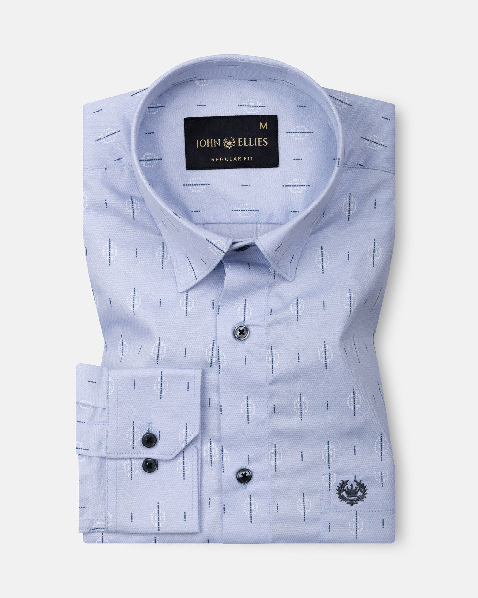 Stratos Blue Cotton Printed Shirt - John Ellies