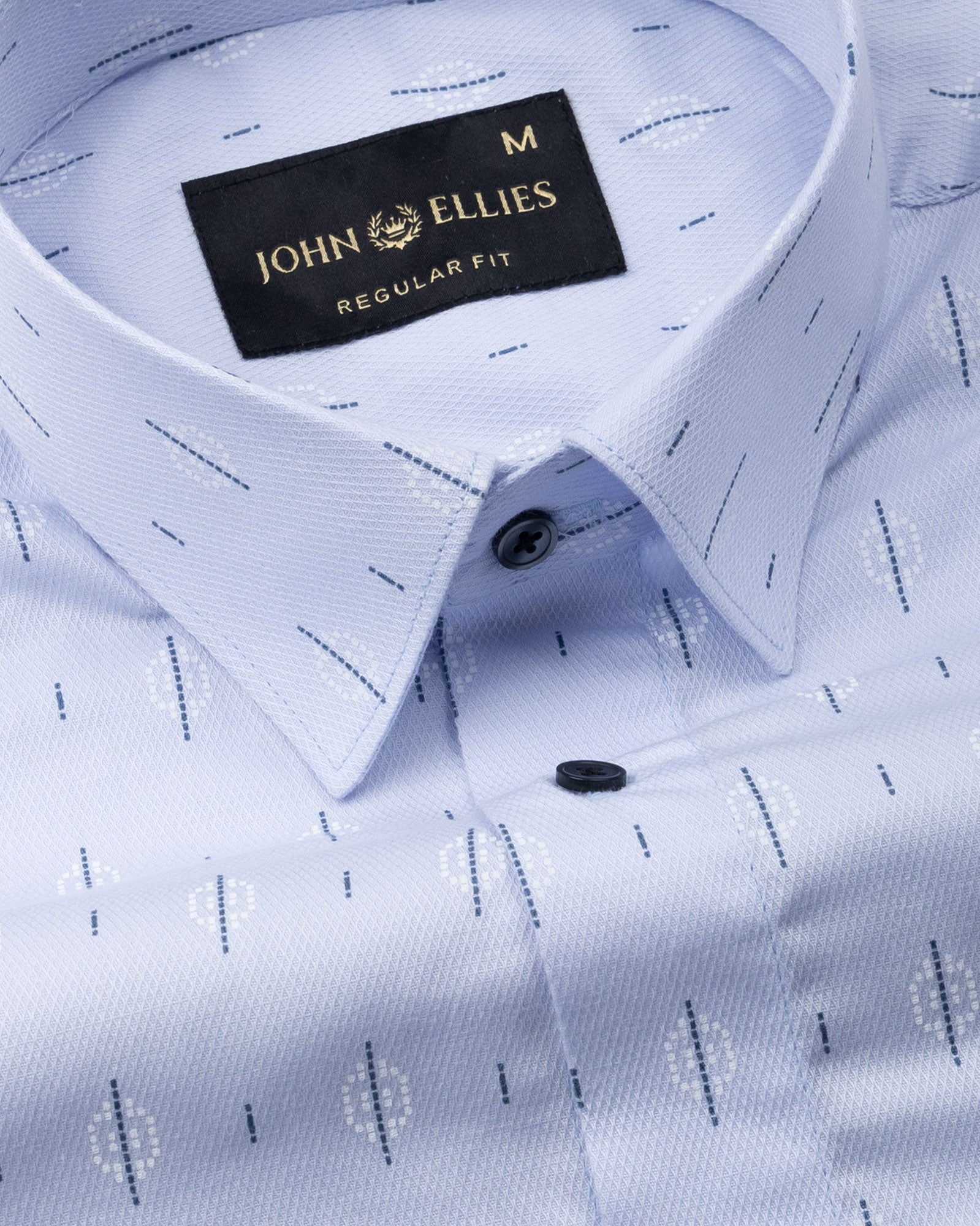 Stratos Blue Cotton Printed Shirt - John Ellies