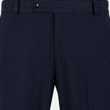 Beans Navy Blue Stripe Formal Cotton Pant