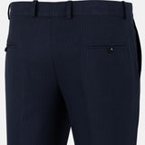 Beans Navy Blue Stripe Formal Cotton Pant