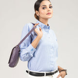 Strata Blue Stripes Oxford Cotton Women Shirt - John Ellies