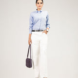 Strata Blue Stripes Oxford Cotton Women Shirt - John Ellies