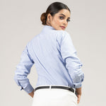 Strata Blue Stripes Oxford Cotton Women Shirt - John Ellies