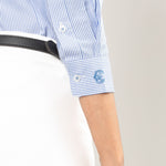 Strata Blue Stripes Oxford Cotton Women Shirt - John Ellies