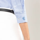 Strata Blue Stripes Oxford Cotton Women Shirt - John Ellies