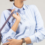 Strata Blue Stripes Oxford Cotton Women Shirt - John Ellies