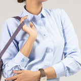 Strata Blue Stripes Oxford Cotton Women Shirt - John Ellies