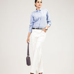 Strata Blue Stripes Oxford Cotton Women Shirt - John Ellies