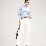 Strata Blue Stripes Oxford Cotton Women Shirt - John Ellies