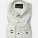 Stratos Ivory Tan Cotton Printed Shirt - John Ellies