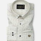Stratos Ivory Tan Cotton Printed Shirt - John Ellies