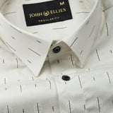 Stratos Ivory Tan Cotton Printed Shirt - John Ellies