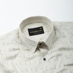 Stratos Ivory Tan Cotton Printed Shirt - John Ellies