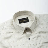 Stratos Ivory Tan Cotton Printed Shirt - John Ellies