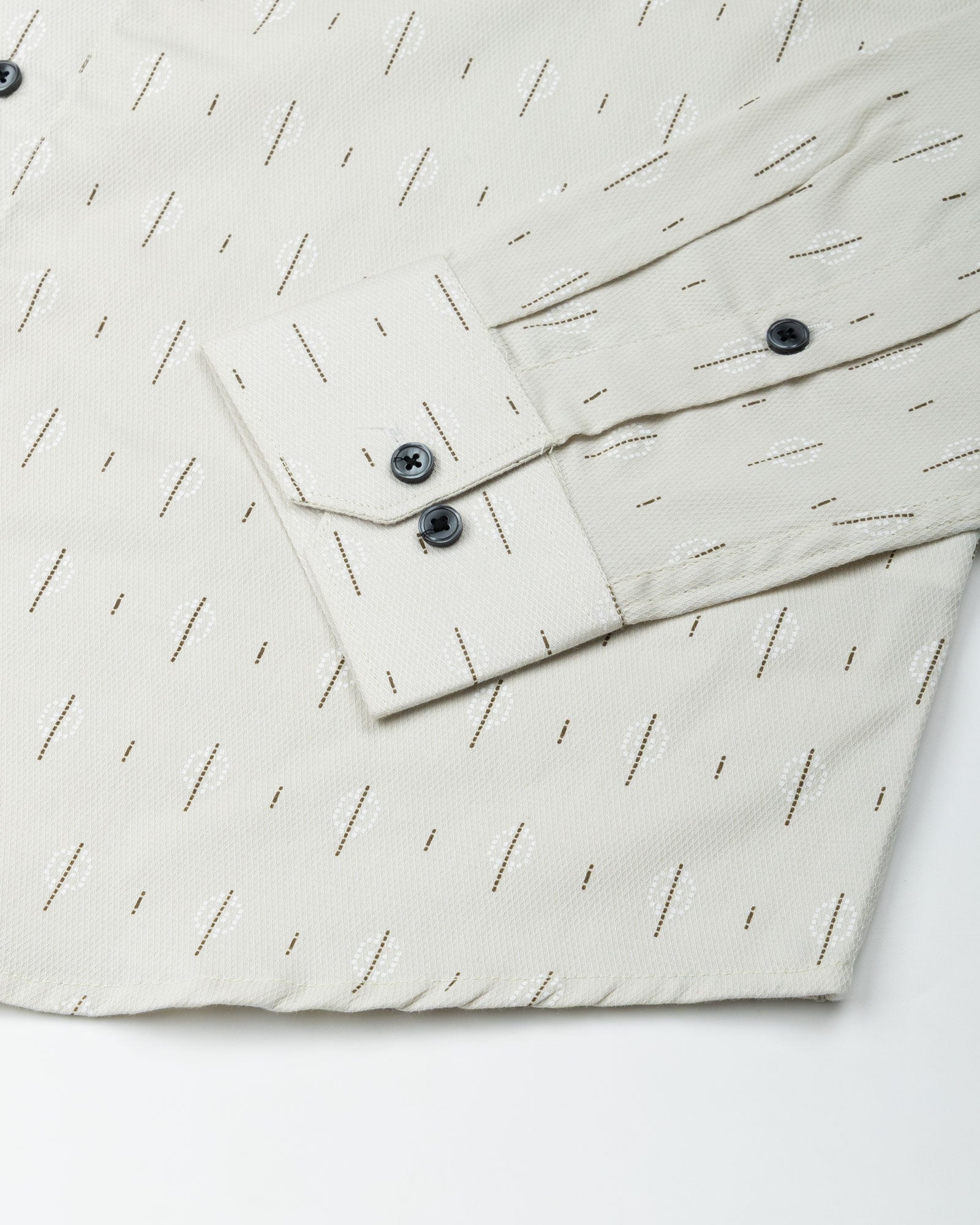 Stratos Ivory Tan Cotton Printed Shirt - John Ellies