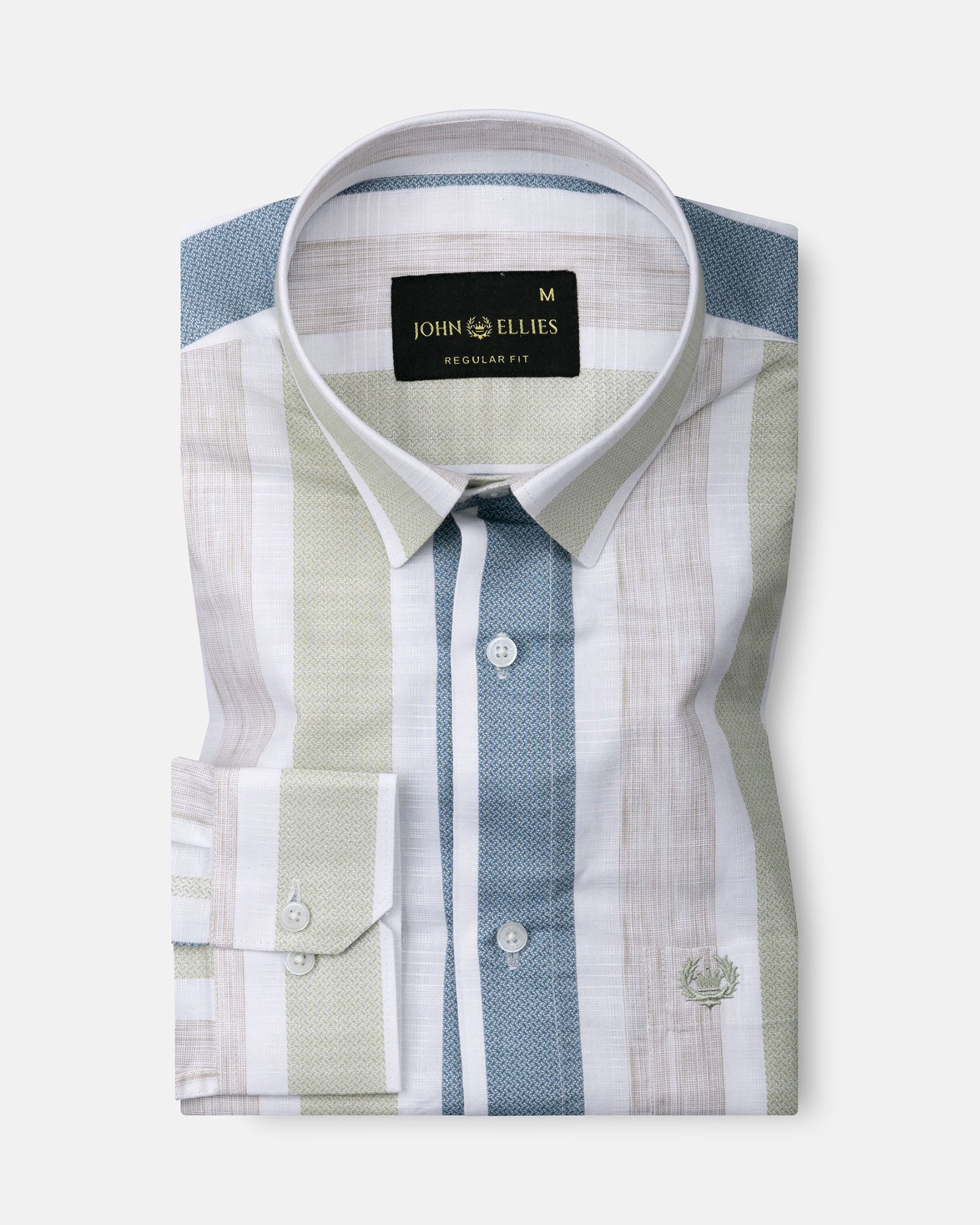 Zentra Olive Stripes Cotton Shirt - John Ellies