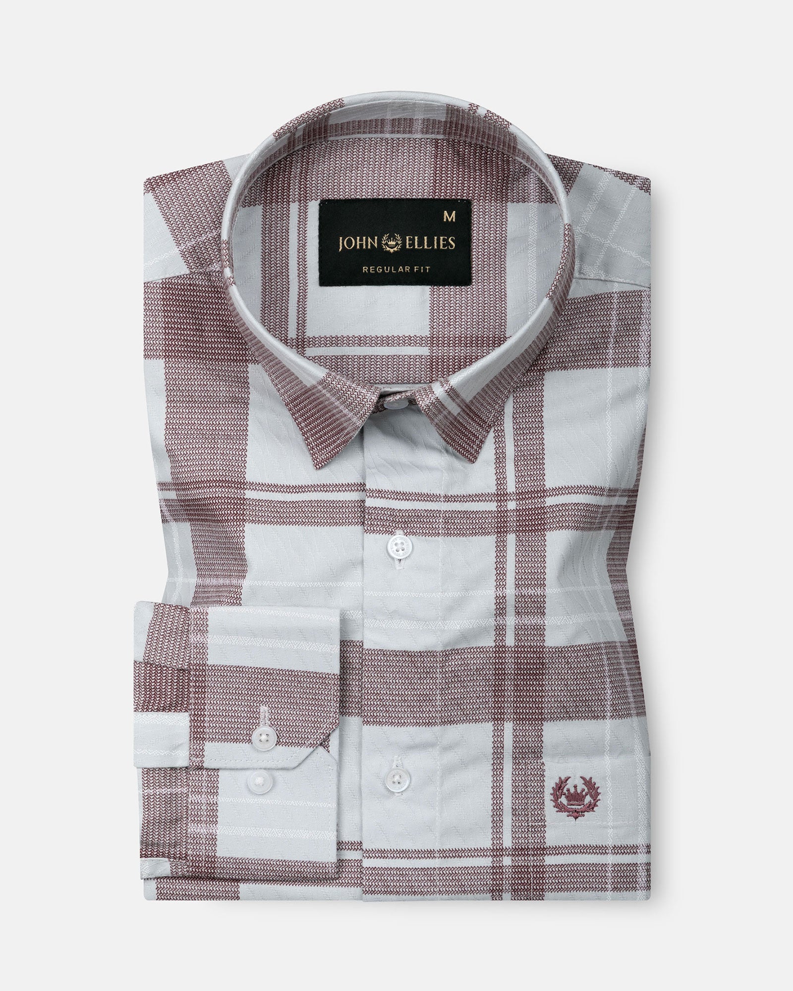 Magnus Maroon Check Cotton Shirt - John Ellies