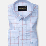 Magnus Powder Blue Check Cotton Shirt - John Ellies
