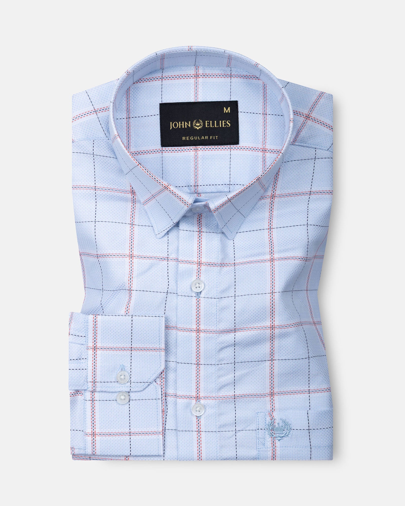 Magnus Powder Blue Check Cotton Shirt - John Ellies