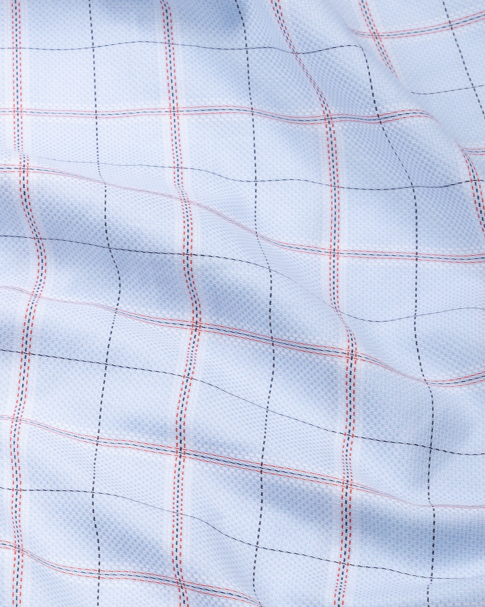 Magnus Powder Blue Check Cotton Shirt - John Ellies