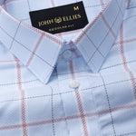 Magnus Powder Blue Check Cotton Shirt - John Ellies