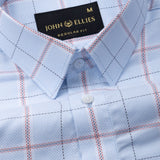 Magnus Powder Blue Check Cotton Shirt - John Ellies