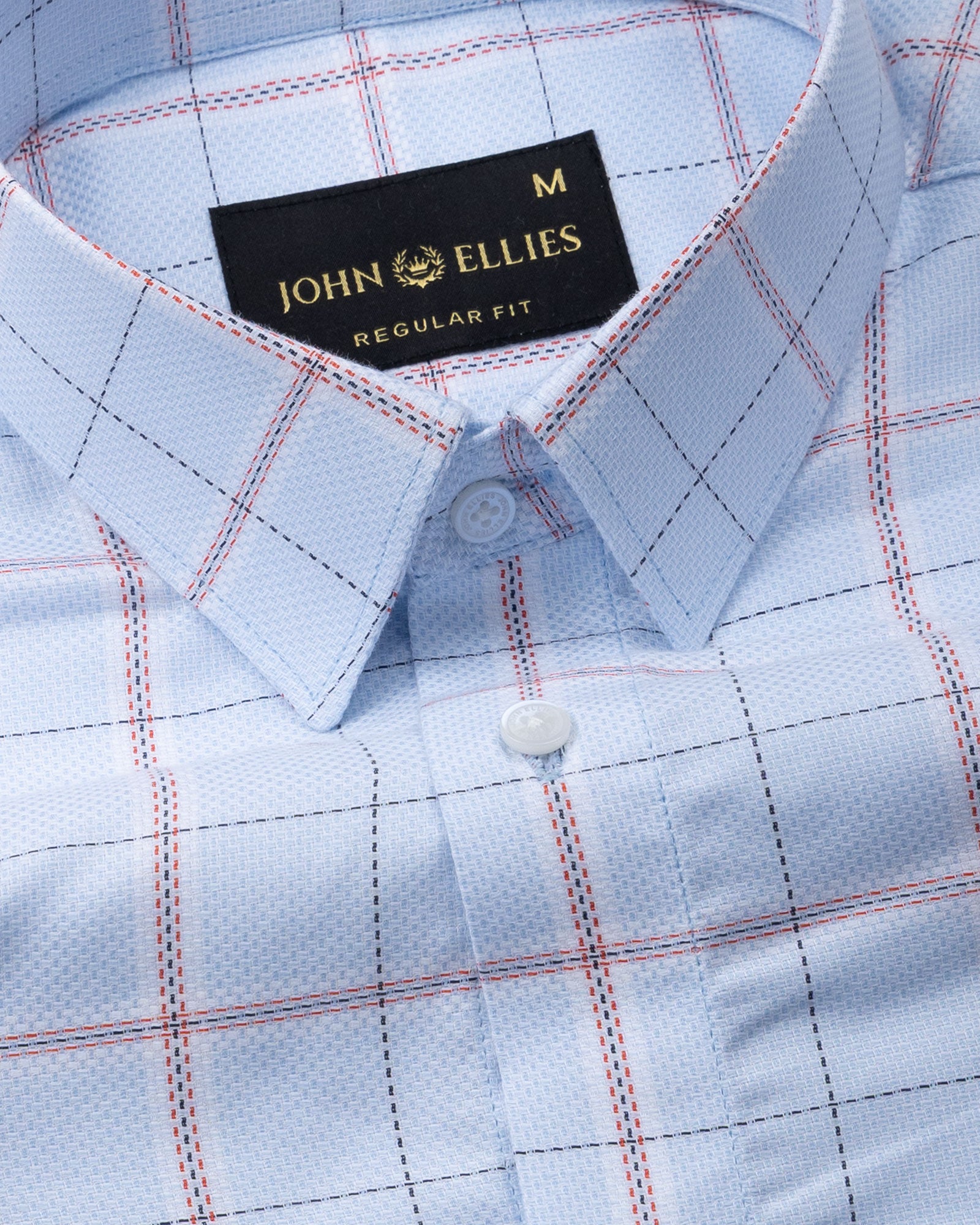 Magnus Powder Blue Check Cotton Shirt - John Ellies