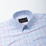 Magnus Powder Blue Check Cotton Shirt - John Ellies