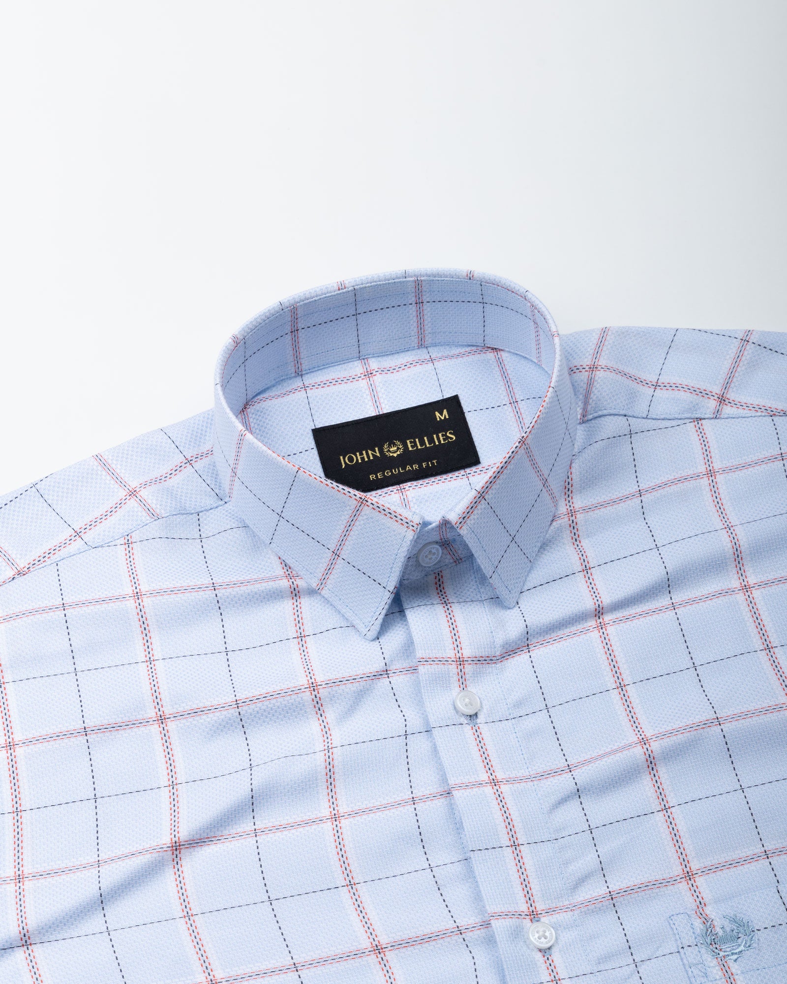 Magnus Powder Blue Check Cotton Shirt - John Ellies