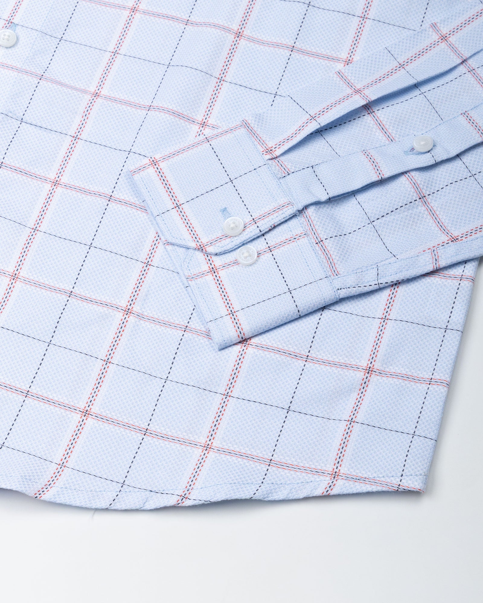 Magnus Powder Blue Check Cotton Shirt - John Ellies