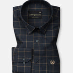 Magnus Navy Blue Check Cotton Shirt - John Ellies