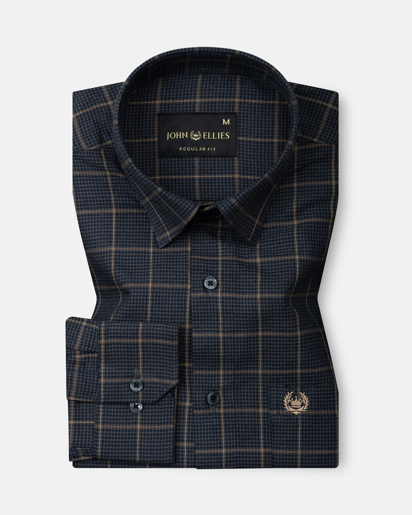 Magnus Navy Blue Check Cotton Shirt - John Ellies