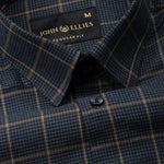 Magnus Navy Blue Check Cotton Shirt - John Ellies
