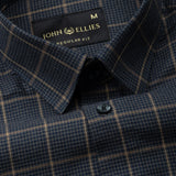 Magnus Navy Blue Check Cotton Shirt - John Ellies