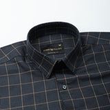Magnus Navy Blue Check Cotton Shirt - John Ellies