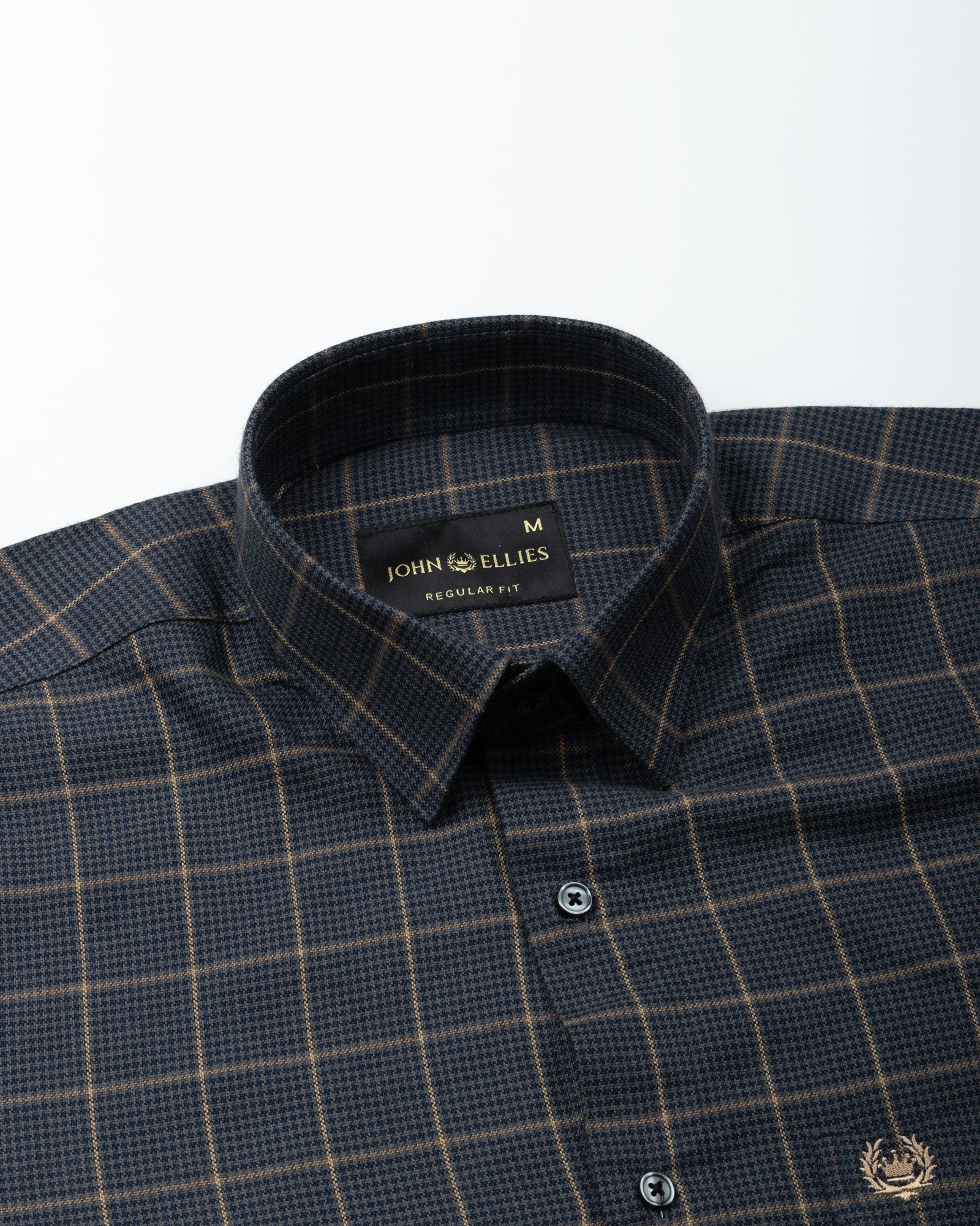 Magnus Navy Blue Check Cotton Shirt - John Ellies