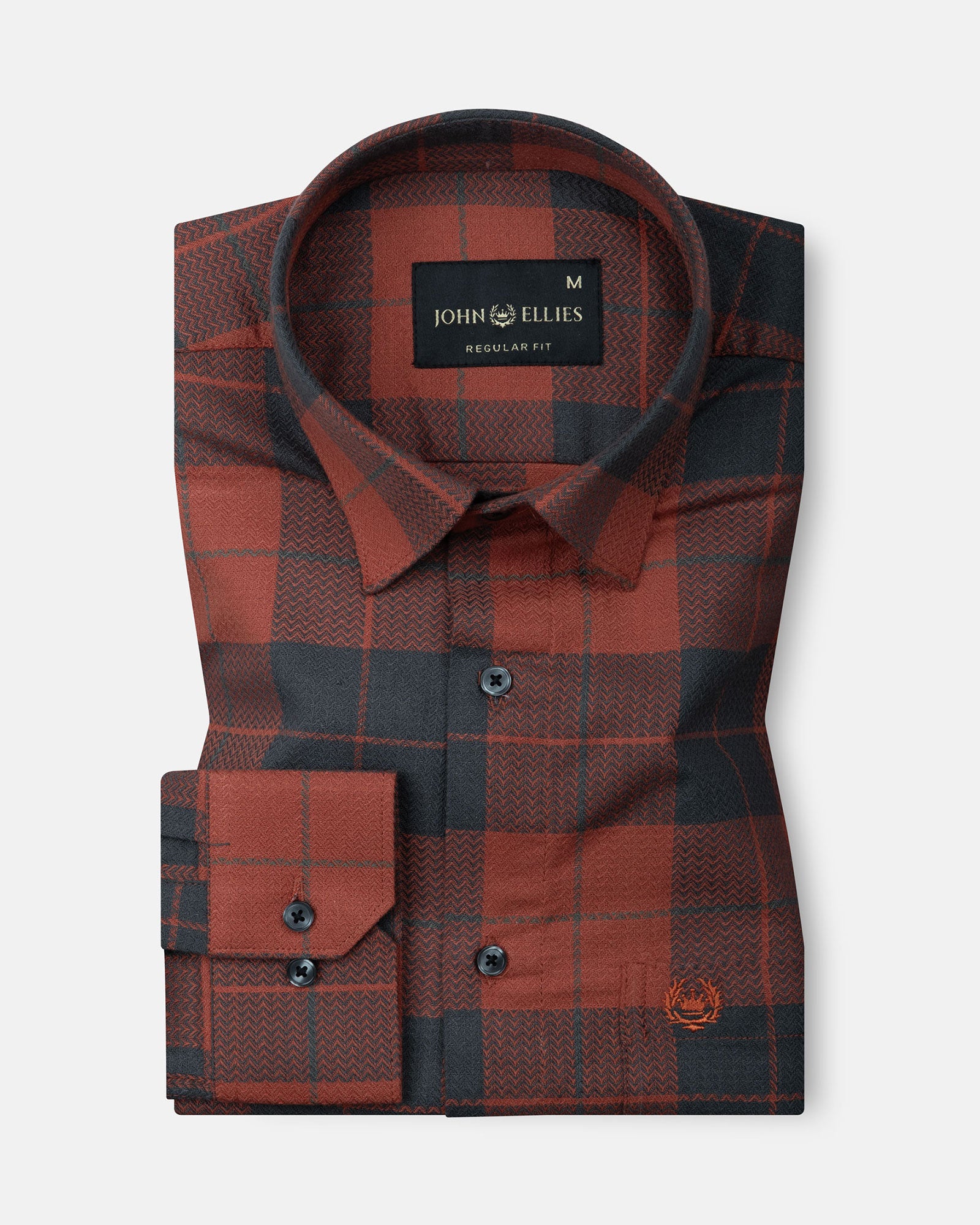 Magnus Orange Check Cotton Shirt - John Ellies