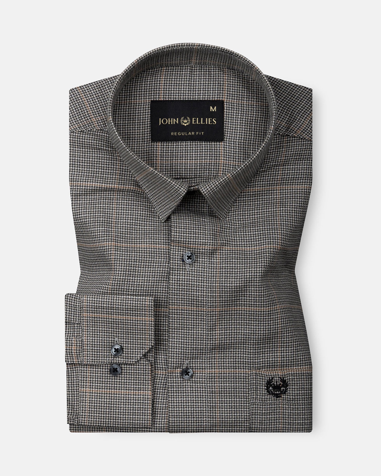 Magnus Black Houndstooth Check Cotton Shirt - John Ellies