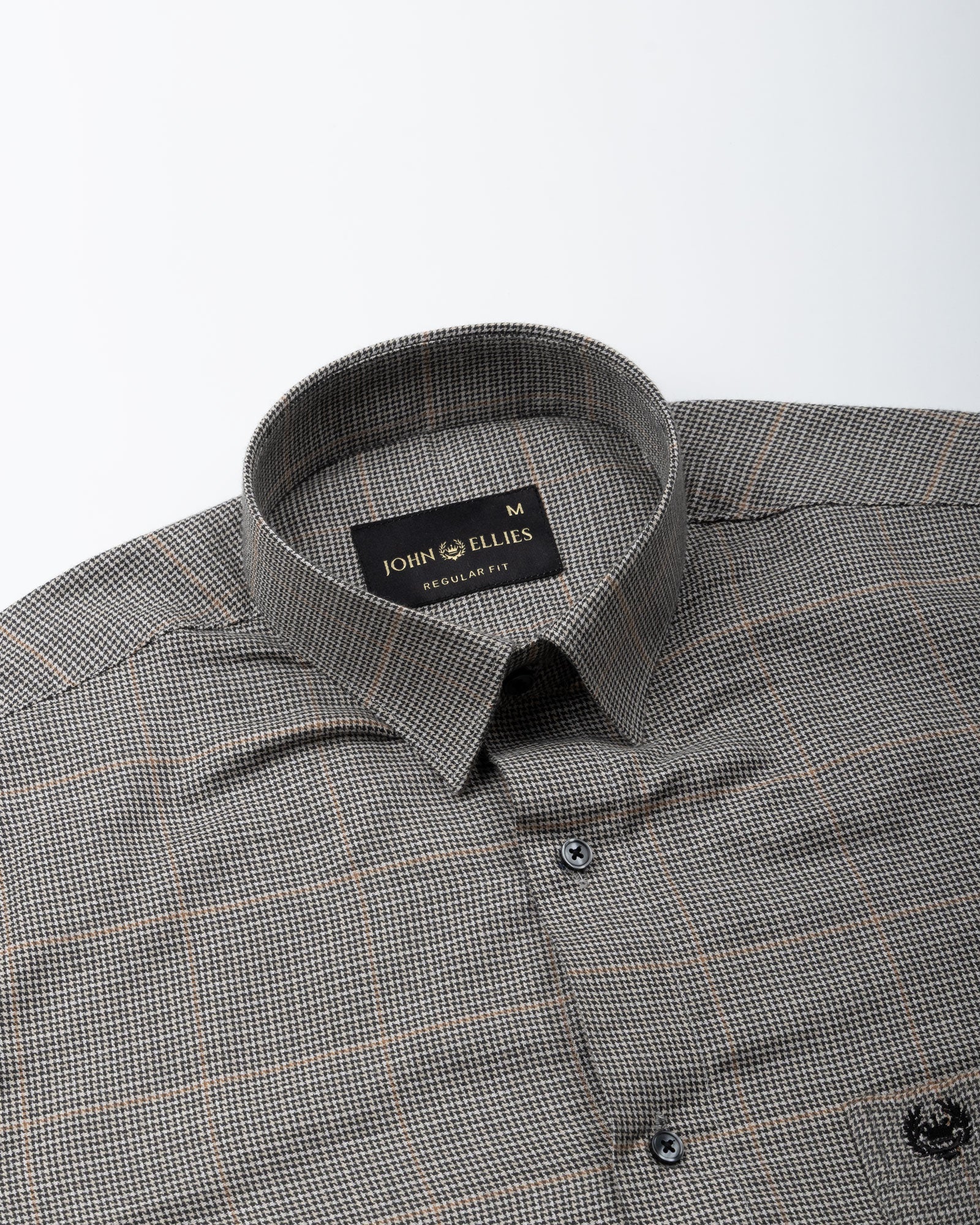 Magnus Black Houndstooth Check Cotton Shirt - John Ellies