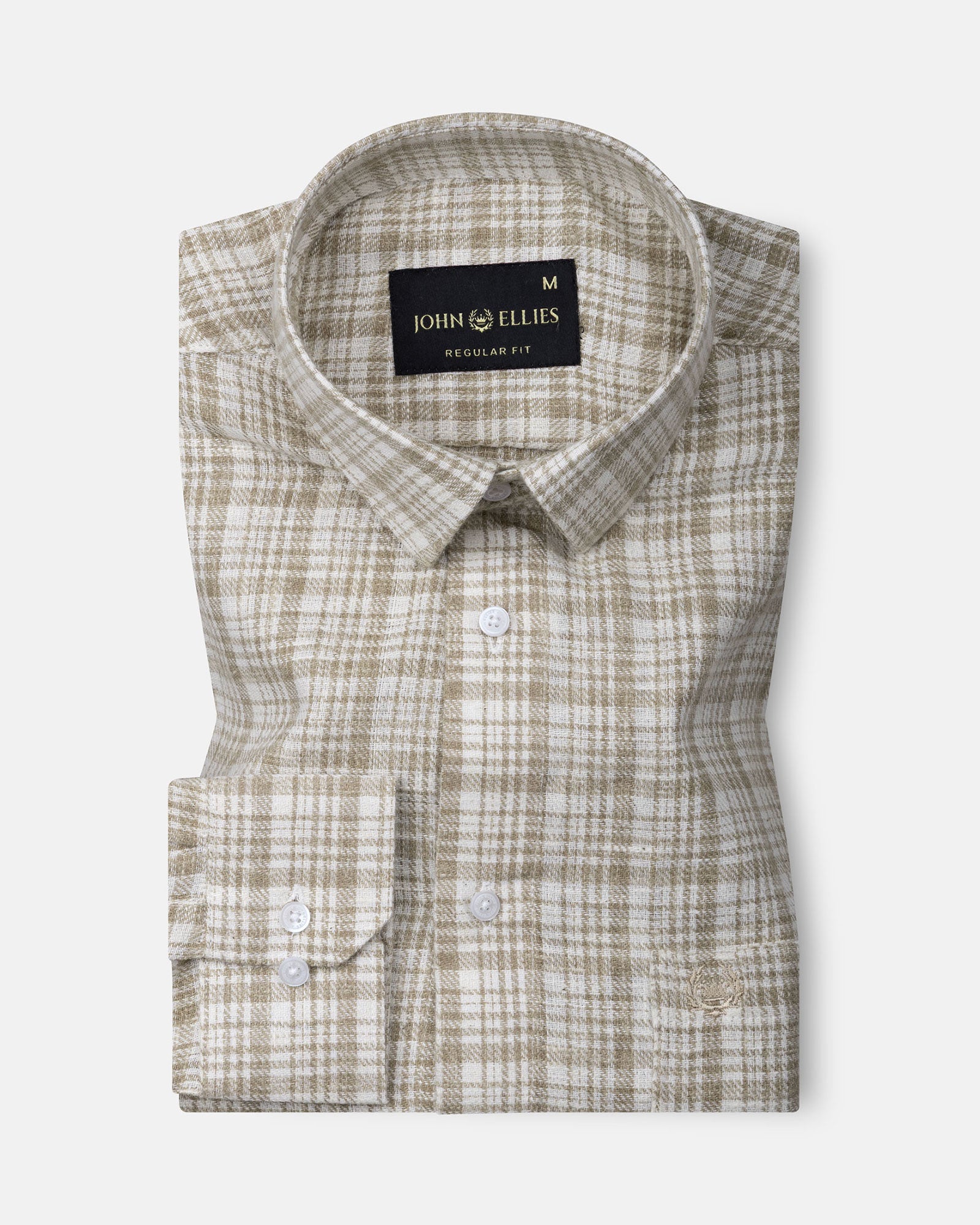 Magnus Brown Houndstooth Check Cotton Shirt - John Ellies