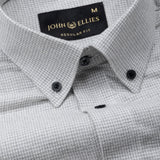 Magnus Silver Houndstooth Cotton Shirt - John Ellies