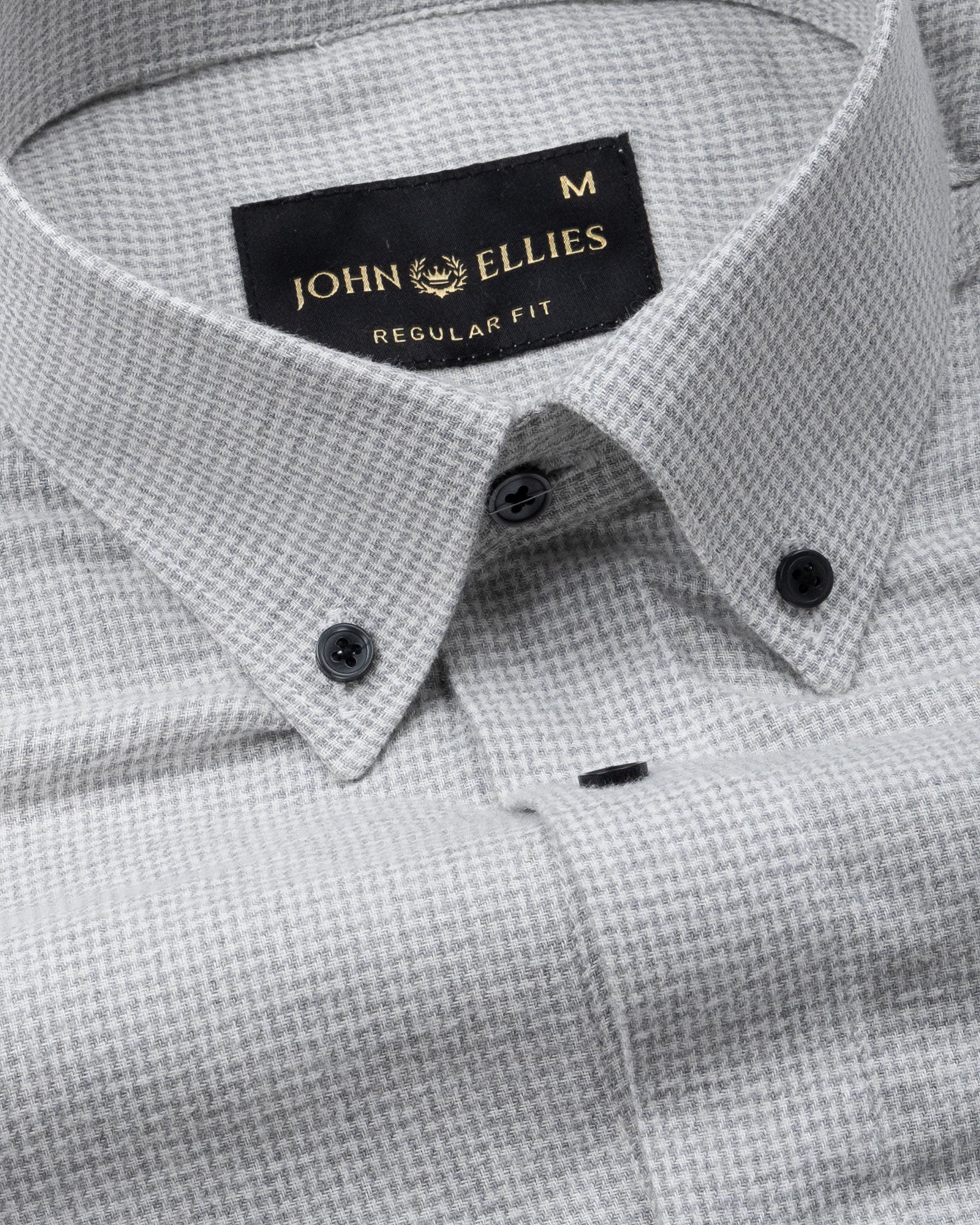 Magnus Silver Houndstooth Cotton Shirt - John Ellies